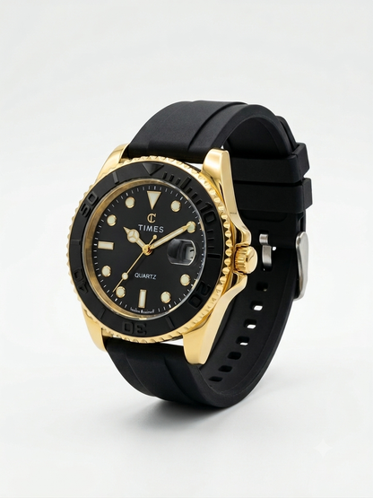 Times Luxury Black Dial Quartz Watch