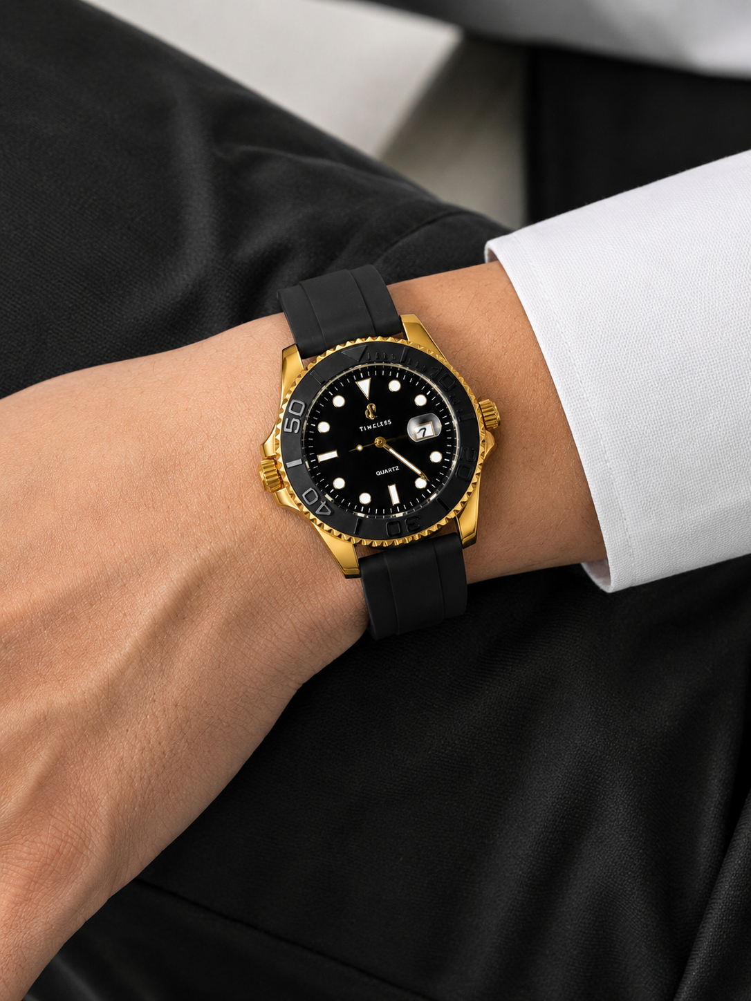 Times Luxury Black Dial Quartz Watch